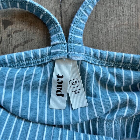 Pact Organic Cotton Bondi Stripe Midi Dress Blue White Size XS - Picture 2 of 7